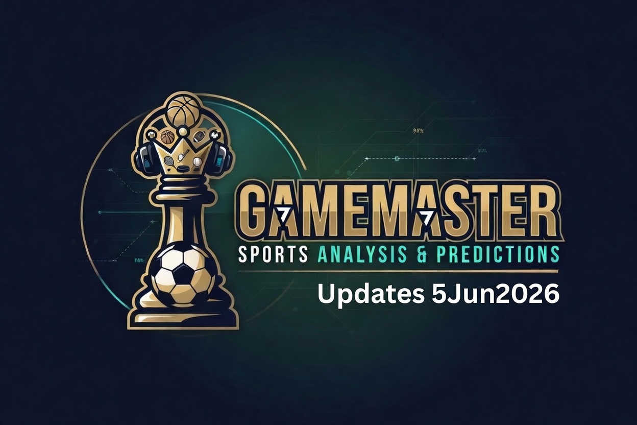 GameMaster product update artwork for the June 5, 2026 release covering notifications, following feeds, parlay tracking, richer prediction context, and player profiles.
