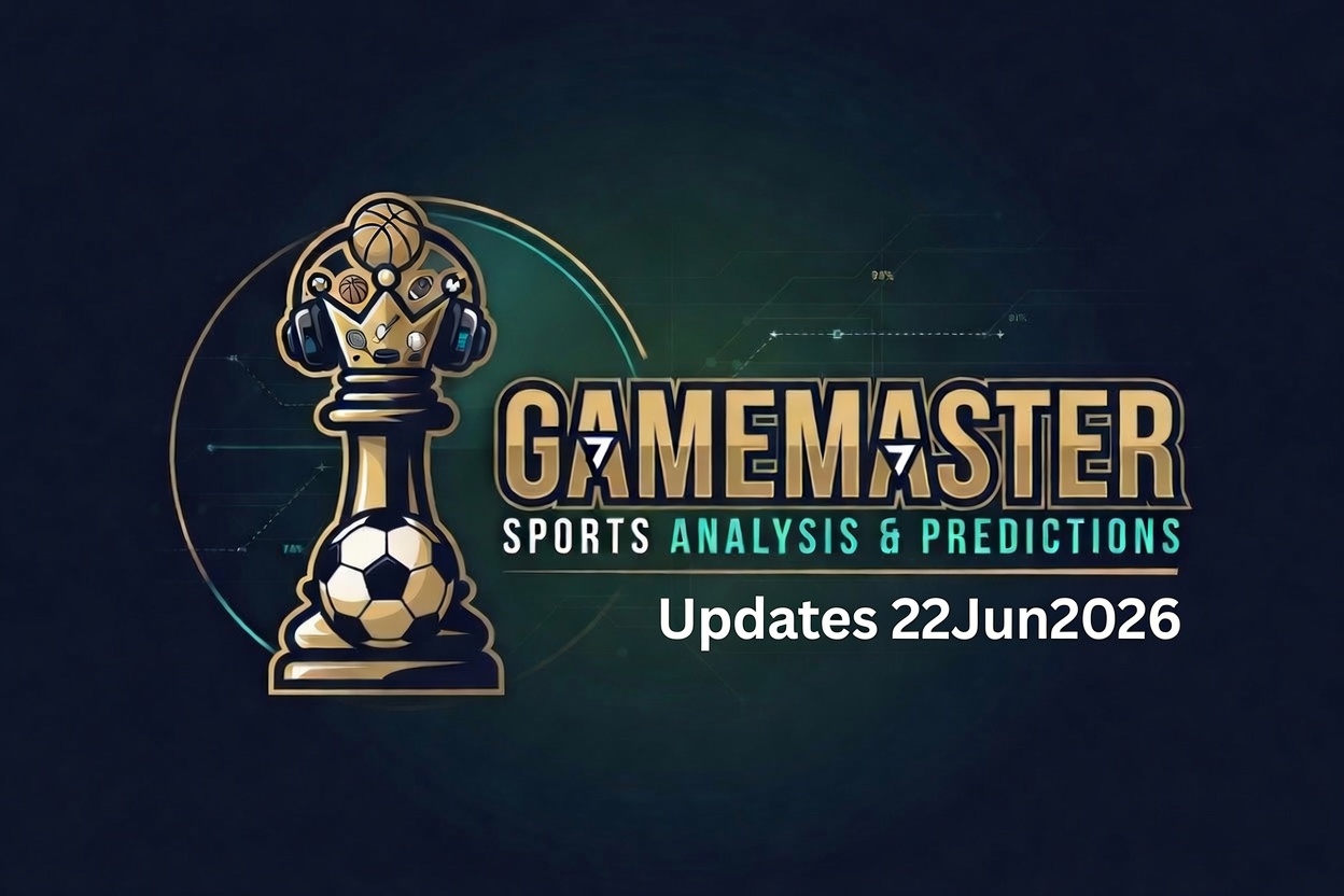 GameMaster product update artwork for the June 22, 2026 release covering NFL and college football league separation, standings, off-season schedules, and team lists.
